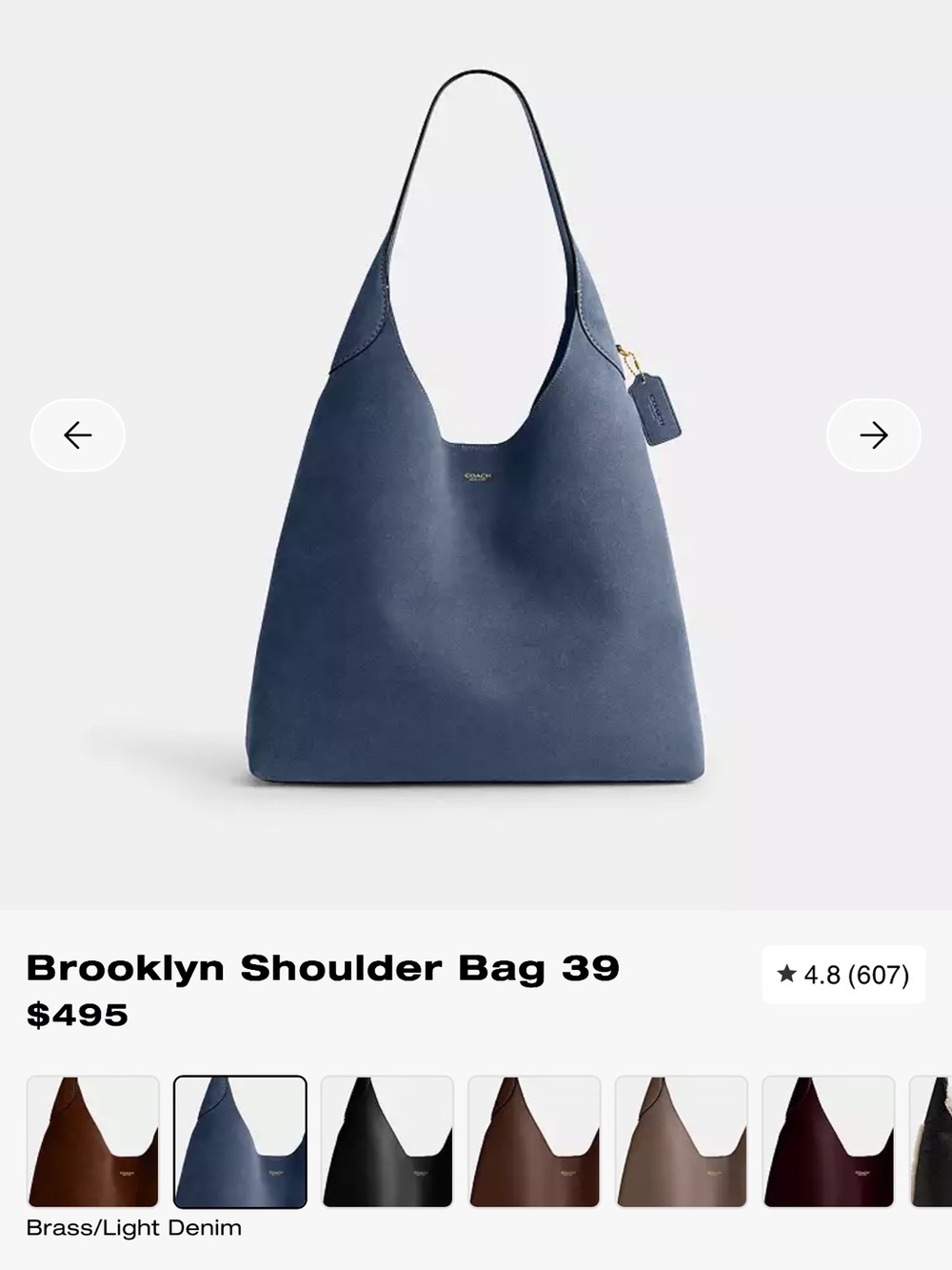 Coach Navy Blue Brooklyn Shoulder Bag 39 - Picture 6 of 10